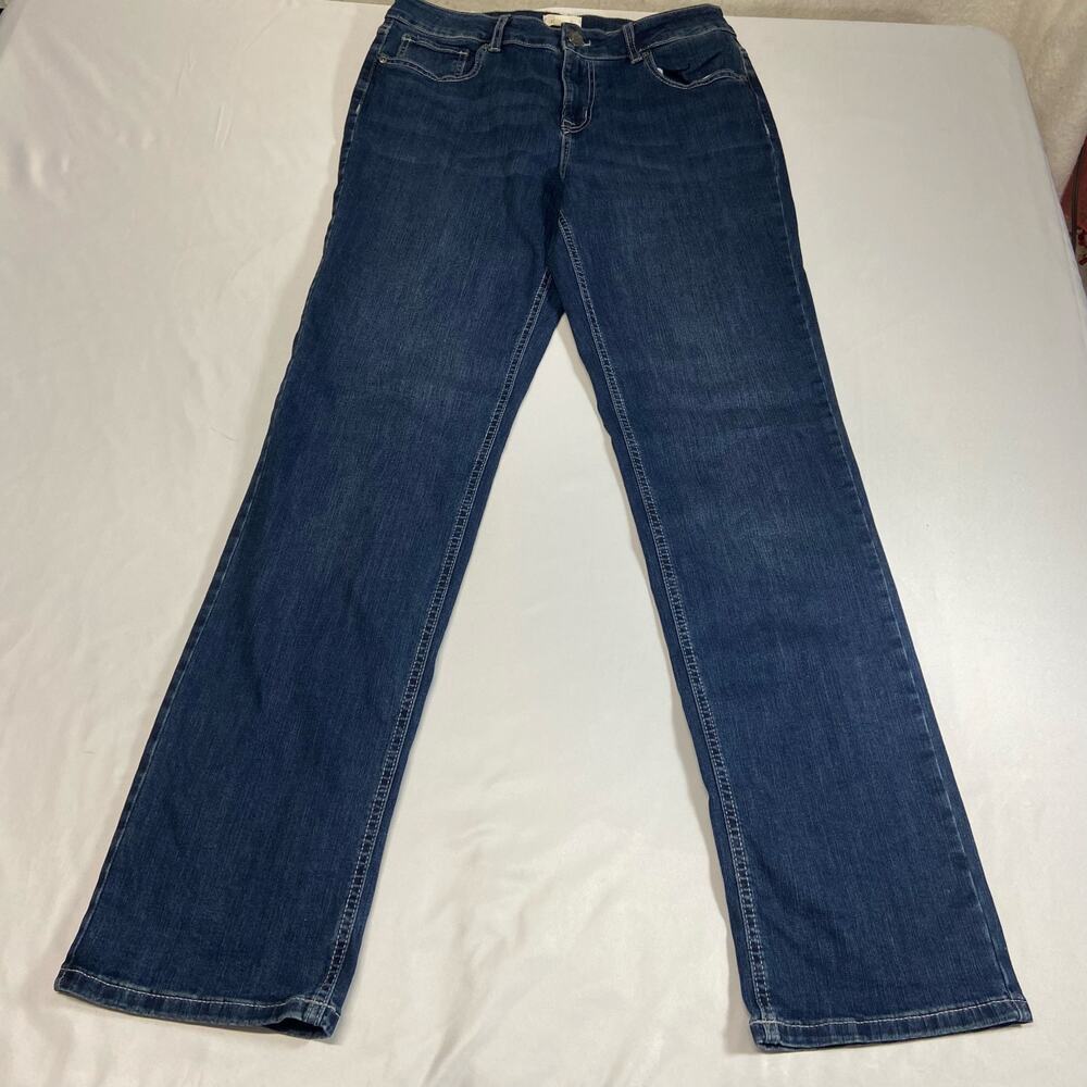 M Jeans Classic Size 12 Long Mid Rise Straight Dark Wash Stretchy 34" Inseam